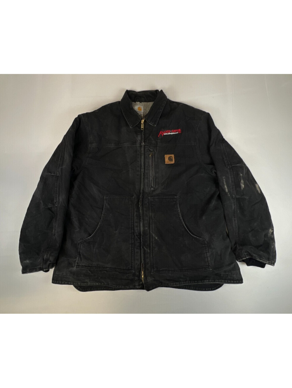 Carhartt C61 BLK Men 2XL Cotton Duck Canvas Sherpa Lined Work Jacket Coat
